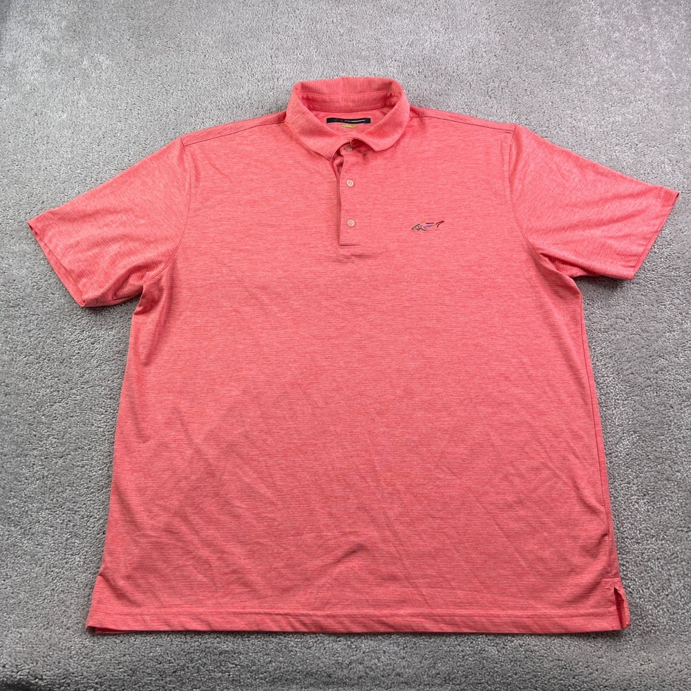 Greg Norman‎ Polo Shirt Mens 2XL Pink Heathered PlayDry Performance Golf Shark